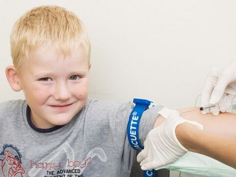 A child donates blood for analysis if a parasitic infection is suspected.